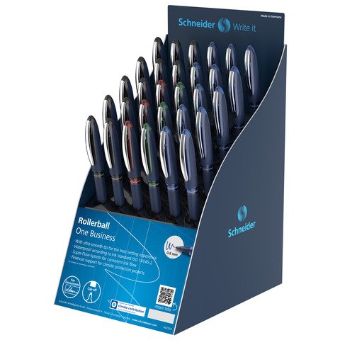 Espositore 30 penne roller Schneider One Business tratto 0,6 mm colori assortiti P304702