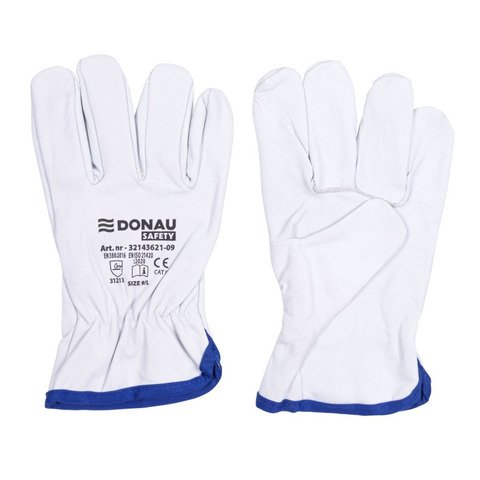 Guanti da lavoro in pelle di capra con polsino elastico bianco Donau Safety conf. 12 pz Tg. 8/M – 32143621-08
