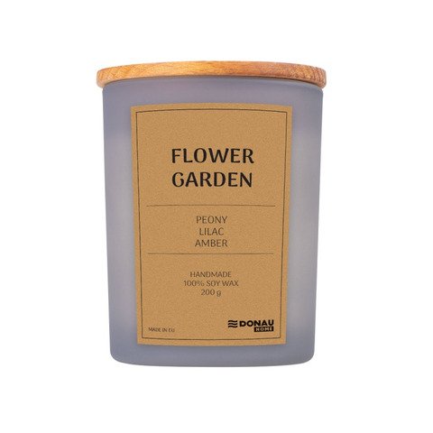 Candela di soia in vaso di vetro con coperchio in legno Donau Home 200 g Flower Garden – 45361211-10