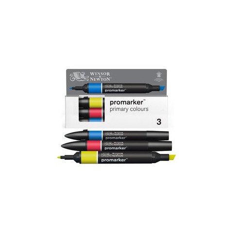 Pennarelli Winsor&Newton Promarker doppia punta fine-larga – conf. 3 pz colori primari – 0290190