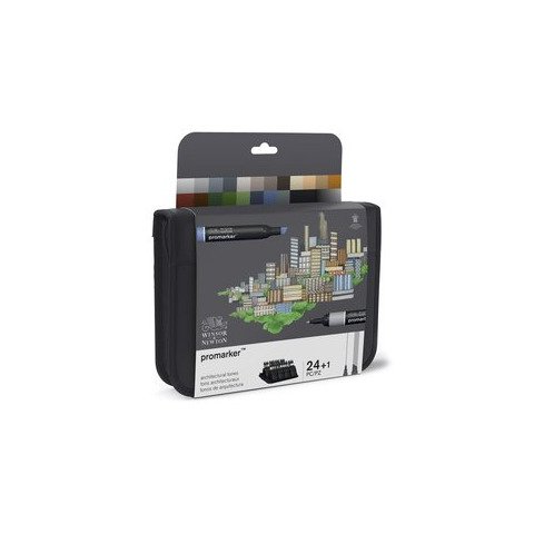 Pennarelli Winsor&Newton Promarker doppia punta fine-larga – conf. 24 pz colori assortiti – 0290163
