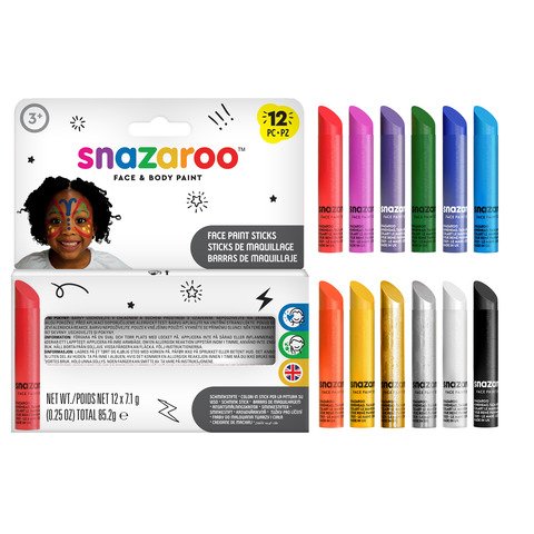 Stick trucchi per il viso Snazaroo – conf. 12 pz colori assortiti 1172193