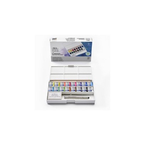 Acquerelli Winsor&Newton Cotman Sketchers Deluxe – conf. 16 mezzi godet colori assortiti – 0390060