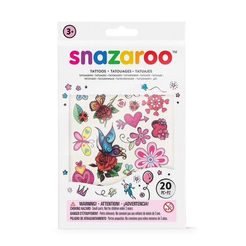 Bustina 20 tatuaggi temporanei Snazaroo Fantasy – fantasia farfalle, fiori e cuoricini – 1198314