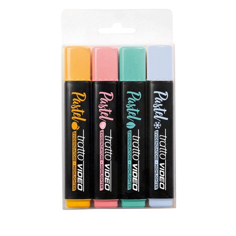 Evidenziatori Tratto Video Pastel conf. 4 pezzi in astuccio appendibile colori pastello assortiti – F835801