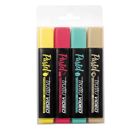 Evidenziatori Tratto Video Pastel conf. 4 pezzi in astuccio appendibile colori pastello assortiti – F835802