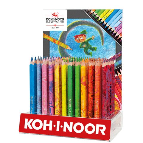 Espositore 72 matitoni Koh-I-Noor Magic triangolari con mina multicolore – colori assortiti – H3408-72ESP