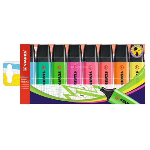 Desk set evidenziatori Stabilo Boss® Original 2-5 mm – 8 colori assortiti IT70/8-1