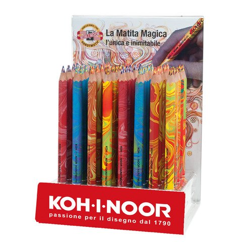Espositore 40 matitoni Koh-I-Noor Magic esagonali mina multicolore – colori assortiti – H3405ESP