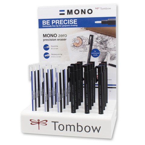 Espositore 24 gomme di precisione Tombow Mono Zero – 2 punte e 2 colori assortiti PEH-KU-24P