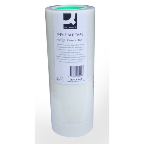 Nastro adesivo in polipropilene opaco invisibile Q-Connect – torre da 8 pezzi – 19 mm x 33 m – KF15241
