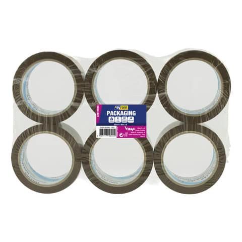 Nastro adesivo da imballo SYROM formato 50 mm x 66 m – materiale ppl avana Conf. 6 pezzi – 9899