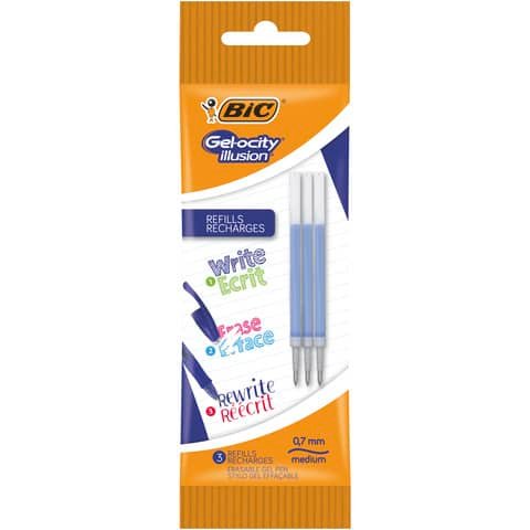 Refill BIC Gelocity Illusion Pouch 0,7 mm blu Conf. 3 pezzi – 9514511