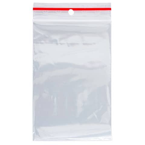 Buste trasparenti chiusura grip in LDPE 50 _m Q-Connect idonee al contatto alimentare – conf. 1000 pz – 8×12 cm