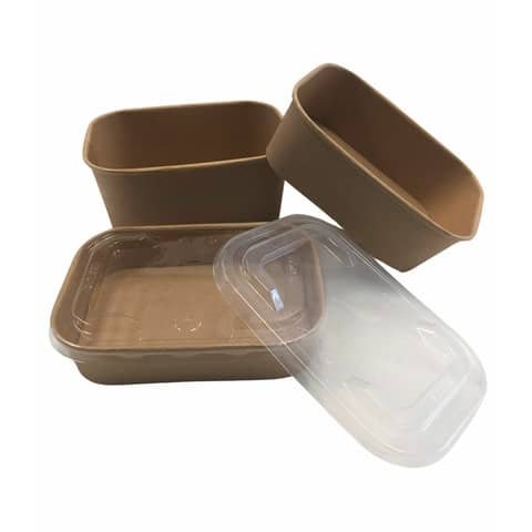 Insalatiera rettangolare in carta kraft e PE Dopla Professional 500 ml – conf. 50 pz – 6044
