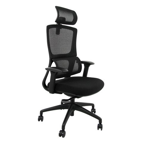 Poltrona Unisit CH3255 semi-direzionale ergonomica con braccioli con poggiatesta e poggiareni in rete nero – CH3255