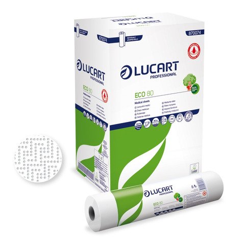 Lenzuolini medici Lucart Professional Eco 80 – bianco 2 veli 80 m – conf. 6 pz – 870074U