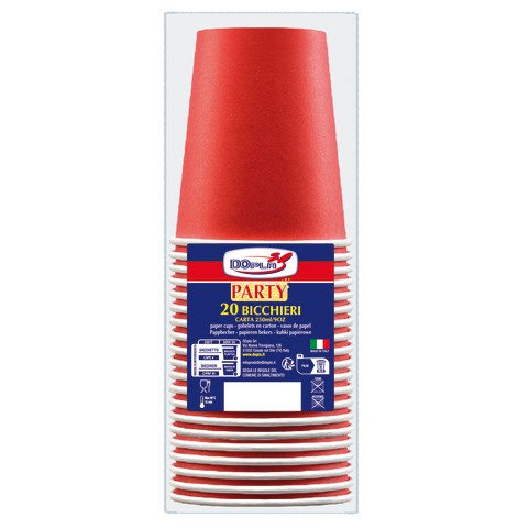 Bicchieri in carta Dopla Green 250 ml – conf. 20 pz – rosso – 42188