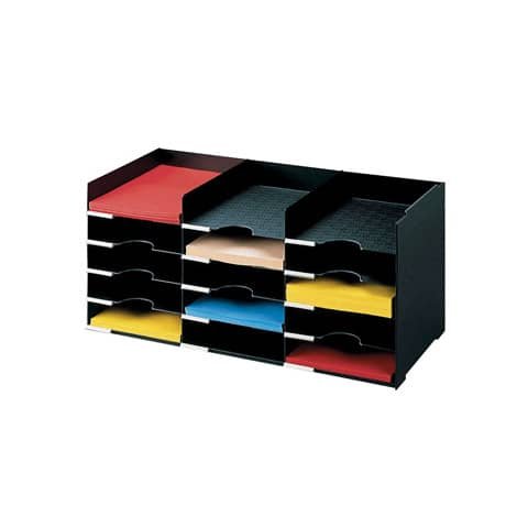 Schedario portacorrispondenza Paperflow componibile  a 15 cassetti nero 67×30,4×31,3 cm – K421301