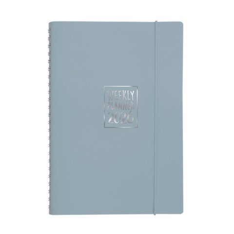Agenda settimanale Biembi 2026 grigio spiralata con copertina in cuoio rigenerato 9×14 cm – BNZ265C70-G