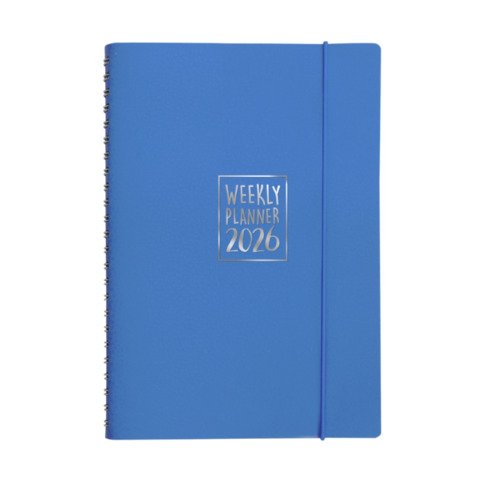 Agenda settimanale Biembi 2026 azzurro spiralata con copertina in cuoio rigenerato 15×21 cm – BNZ265C69-A
