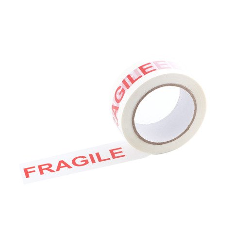 Nastro adesivo scritta ‘FRAGILE’ bianco/ 48 mm x 66 m – KF11206