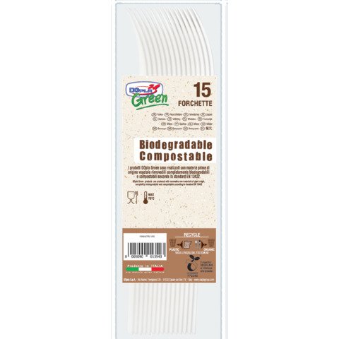 Forchette in biocompost Dopla Green Compact avorio 180 mm – conf. 15 pz – 03900
