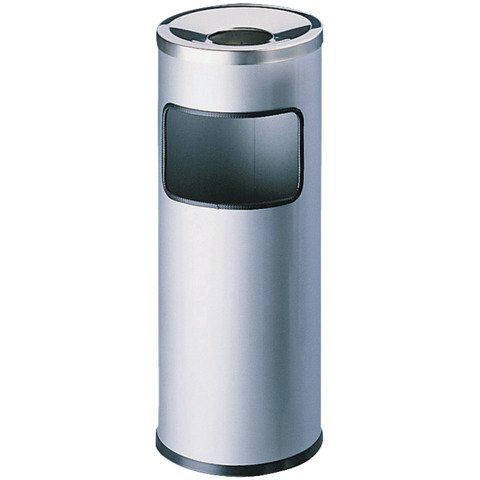 Posacenere DURABLE autoestinguente a colonna – cestino acciaio argento metallizzato base tonda – 333223