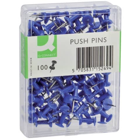 Spilli per bacheca Q-Connect blu  Scatola da 100 pezzi – KF15269