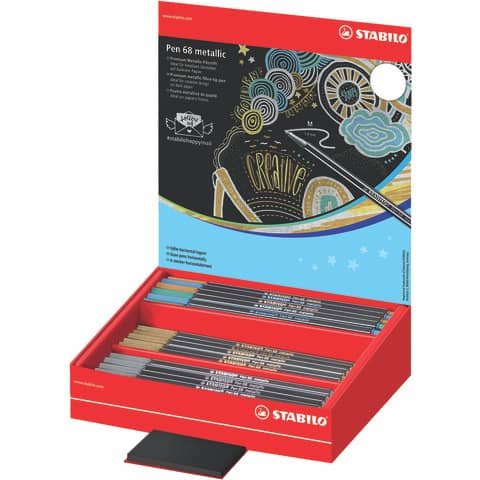 Espositore 60 pennarelli Stabilo Pen 68 tratto 1 mm metallic – colori assortiti – 68/60-8-4
