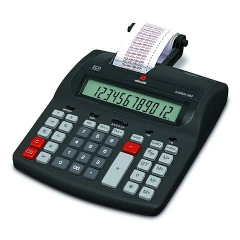 Calcolatrice scrivente da tavolo OLIVETTI Summa 303EU con display LCD a 12 cifre nero – B4646 000