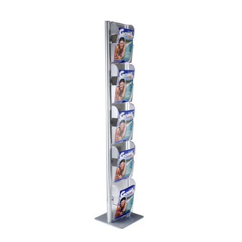 Espositore Menhir da terra TECNOSTYL A4 in alluminio a 5 scomparti 33x33x173 cm silver – MIC102