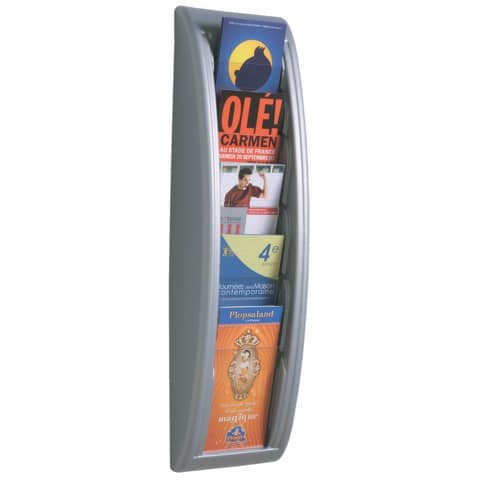 Espositore da muro Paperflow alluminio 5 scomparti per formati 1/3 A4 18,1×9,5×65 cm – K540625