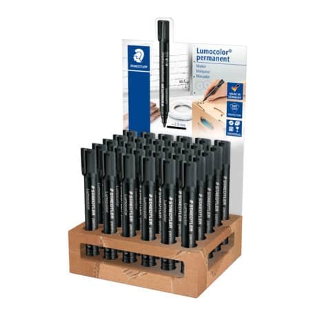 Espositore 30 marcatori permanenti Staedtler Lumocolor® 2 mm – nero – 352-9 CA30