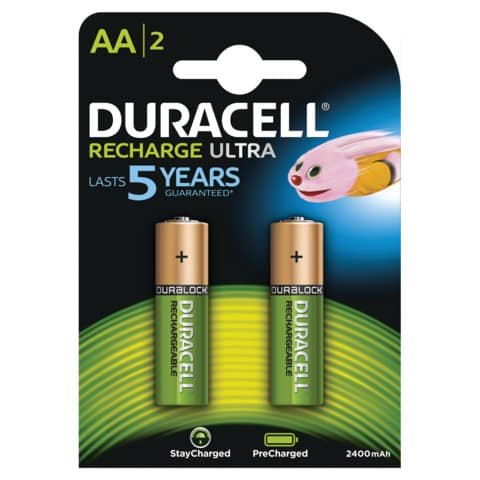 Batterie ricaricabili Duracell precaricate Stilo AA 2400 mAh – conf. 2 pz – DU74