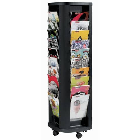 Portariviste rotante Paperflow 40 scomparti trasparenti per A4 – 44x44x148,5 cm metallo nero – K502731