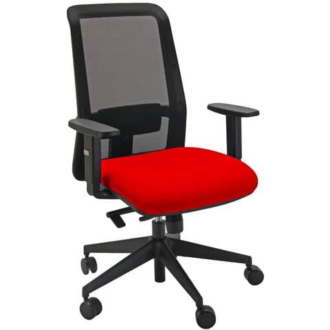 Sedia operativa girevole Unisit Jet JEA ergonomica schienale in rete – sedile rosso – JEA/SR