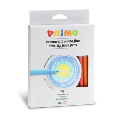 Pennarelli superlavabili punta fine Primo diametro 2,5 mm – colori assortiti scatola di cartone 24 pezzi – 602PEN24