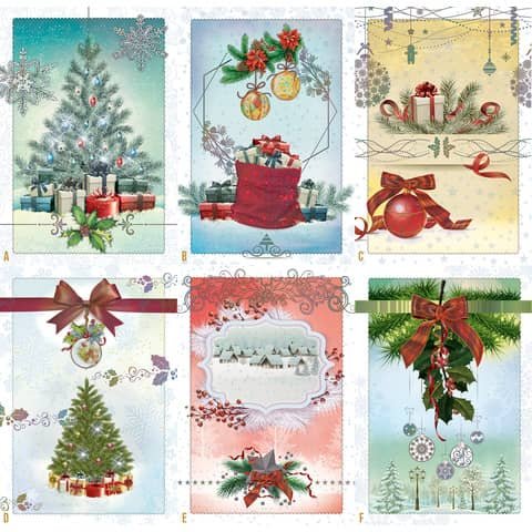 Biglietti augurali Natalizi glitterati 12×18 cm – conf. 6 pz Biembi B2X202C61
