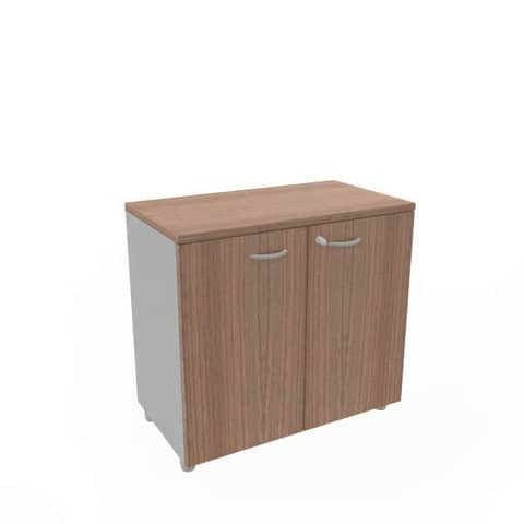 Armadio basso altezza scrivania ante noce canaletto scocca trama antracite 80x45xH.73 cm – ECEB80B-NO-TA-NO