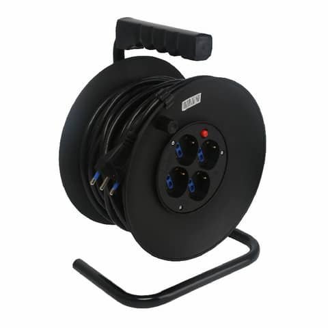 Avvolgicavo da 25 m a 4 vie 2P+E Aigostar nero 186883