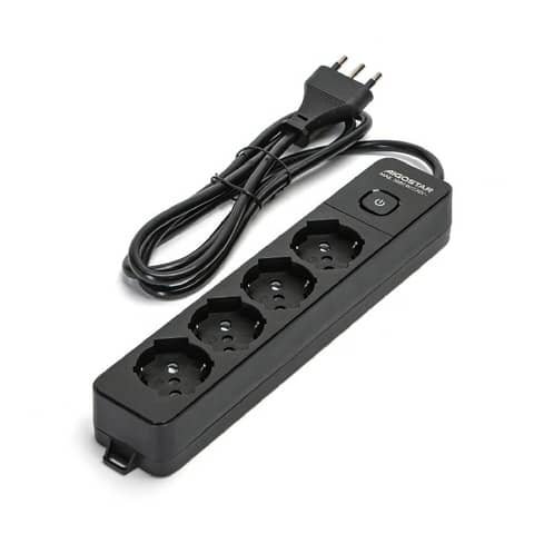 Multipresa con interruttore 16A – cavo 1,5 m – nero Aigostar a 4 vie P40 282301