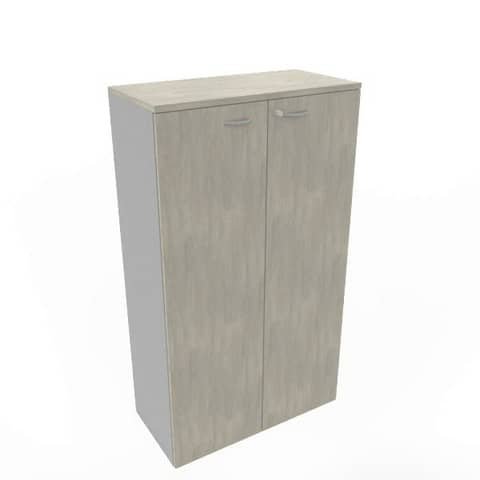 Armadio medio con ante battenti cemento scocca trama antracite 90x45xH.160 cm Practika Quadrifoglio – ECEL90L-CL-TA-CL