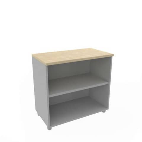Armadio a giorno basso altezza scrivania rovere scocca trama antracite 80x45xH.73 cm Practika Quadrifoglio – ECEB80G-RK-TA