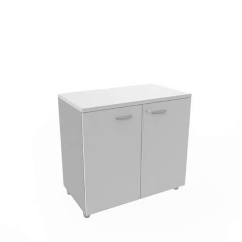 Armadio basso altezza scrivania ante grigio scocca antracite 80x45xH.73 cm Practika Quadrifoglio – ECEB80B-GR-TA-GR