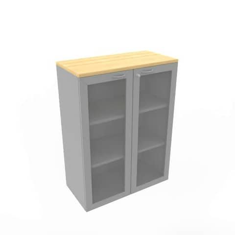 Armadio medio ante vetro telaio MDF, top faggio scocca trama antracite 90x45xH.123,2 cm – ECEM90T-FA-TA-V3