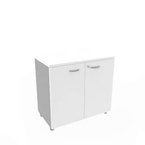Armadio basso altezza scrivania ante bianco scocca antracite 80x45xH.73 cm Practika Quadrifoglio – ECEB80B-BA-TA-BA