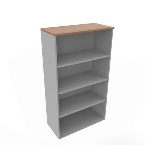 Armadio a giorno medio noce canaletto scocca trama antracite 90x45xH.160 cm Practika Quadrifoglio – ECEL90G-NO-TA