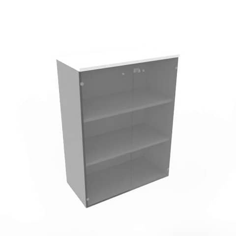Armadio medio con ante vetro fumè, top bianco scocca trama antracite 90x45xH.123,2 cm – ECEM90V-BA-TA-GE