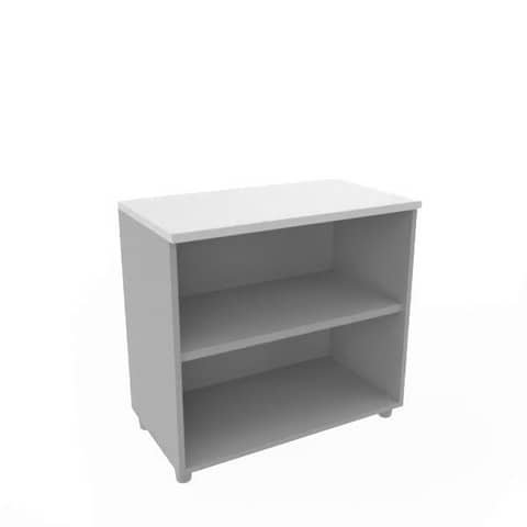 Armadio a giorno basso altezza scrivania grigio scocca trama antracite 80x45xH.73 cm Practika Quadrifoglio – ECEB80G-GR-TA